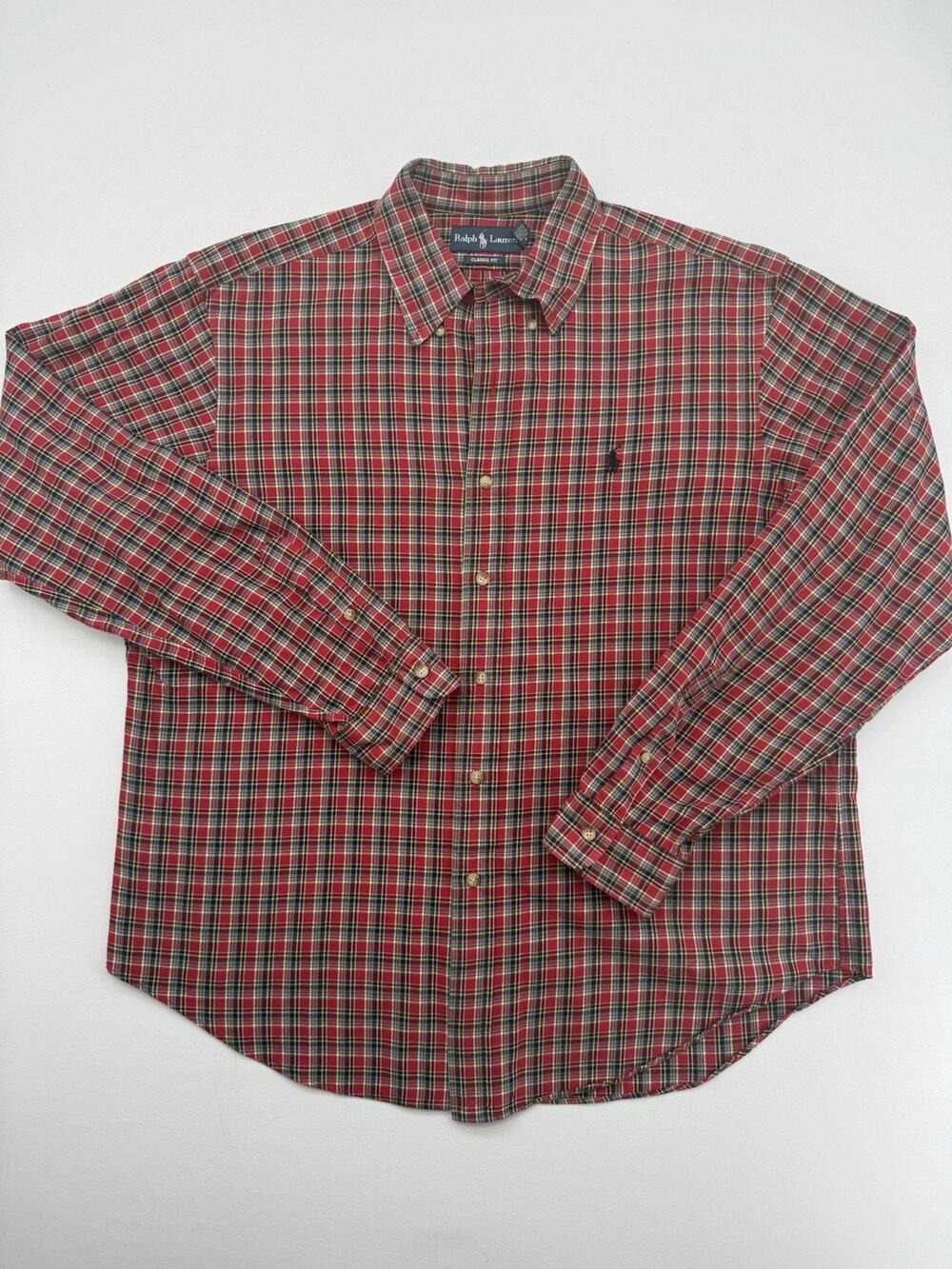 Polo Ralph Lauren Men's XL Red Plaid Long Sleeve Shirt Classic Fit